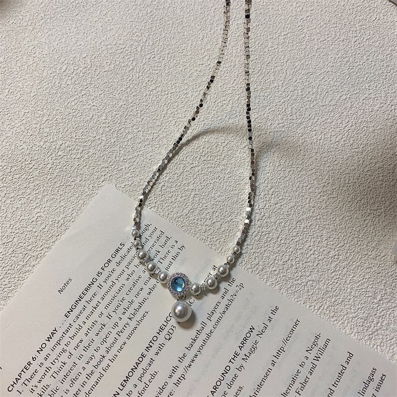 Pendant Alloy Choker Pearl Rhinestone Faux