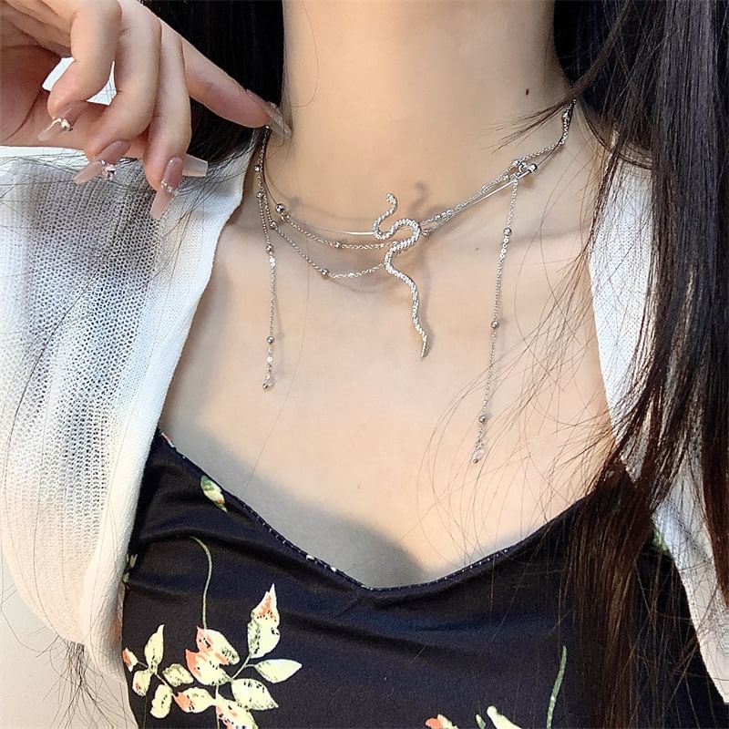 Alloy Layered Snake Choker