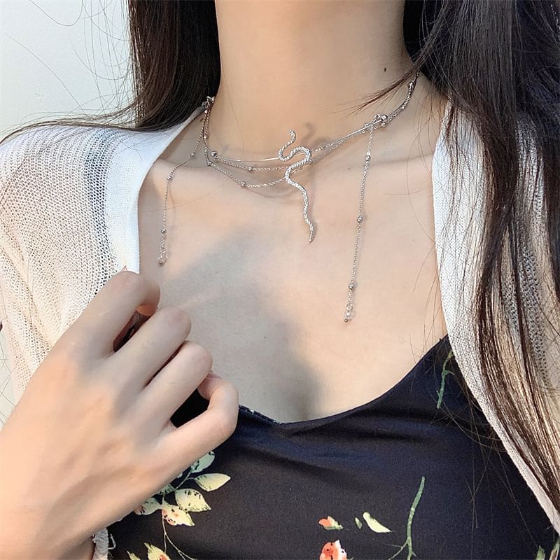 Alloy Layered Snake Choker