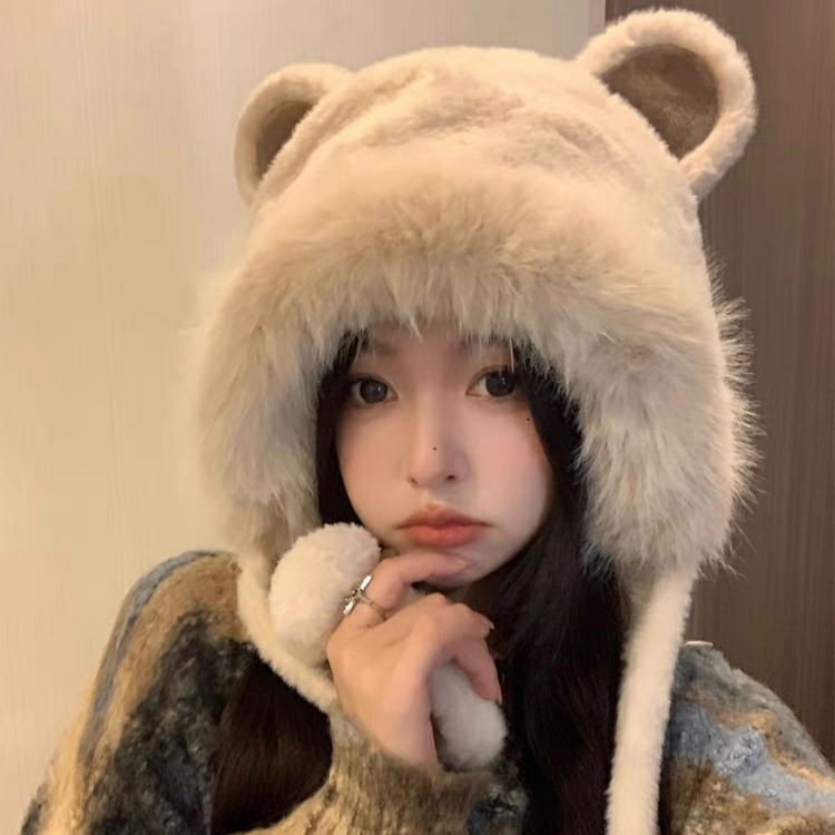 Fluffy Bonnet Bear Hat Ear
