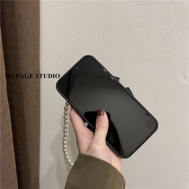 Floral Pearl Strap Case Faux Phone