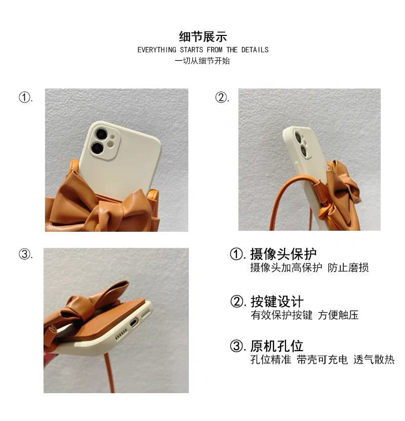Faux Bow Phone Case Leather