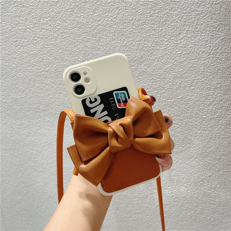 Faux Bow Phone Case Leather