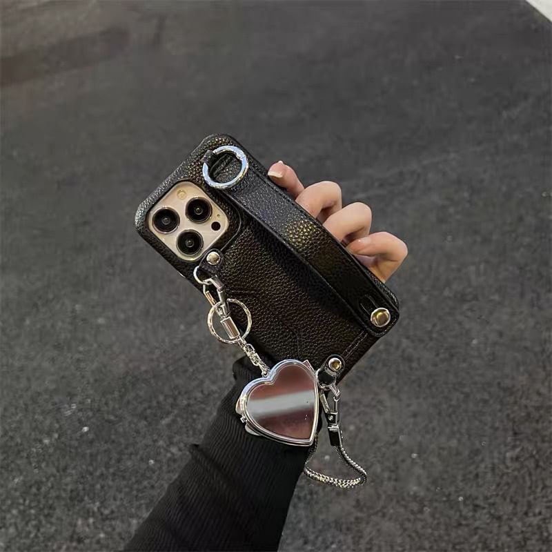 Case Heart Phone Mirrored Leather Faux