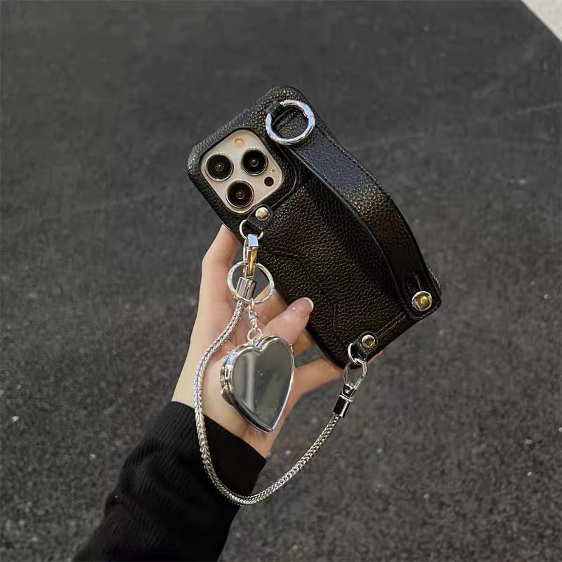 Case Heart Phone Mirrored Leather Faux
