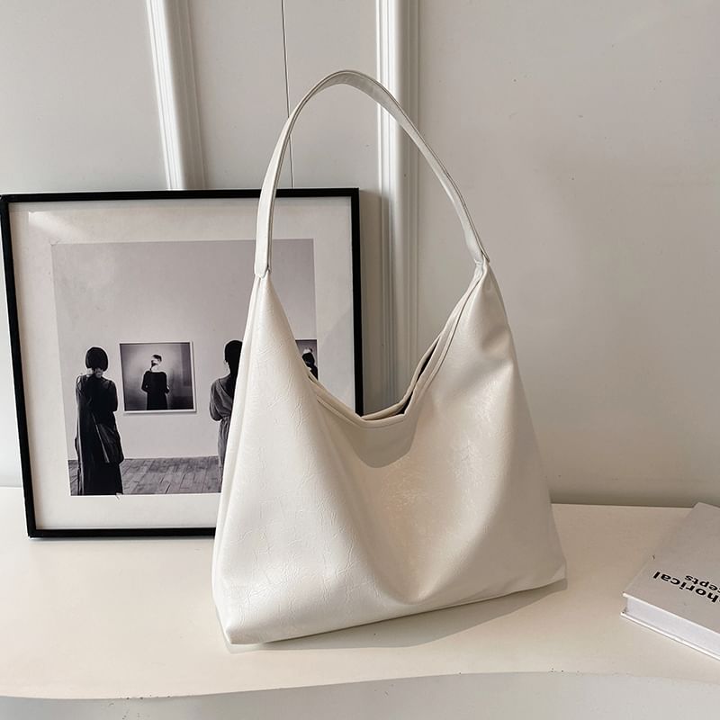 Plain Leather Tote Bag Faux