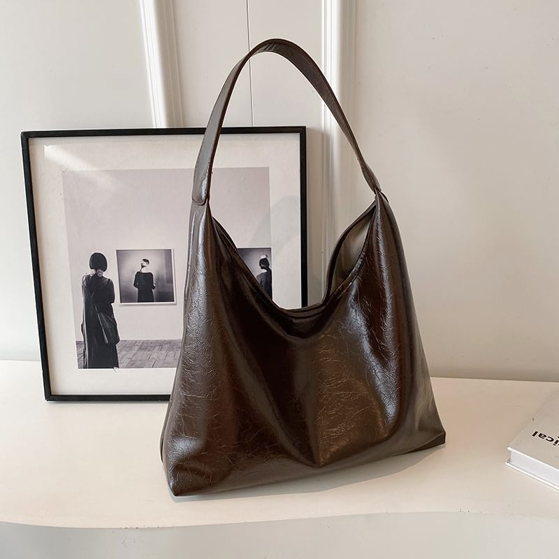 Plain Leather Tote Bag Faux