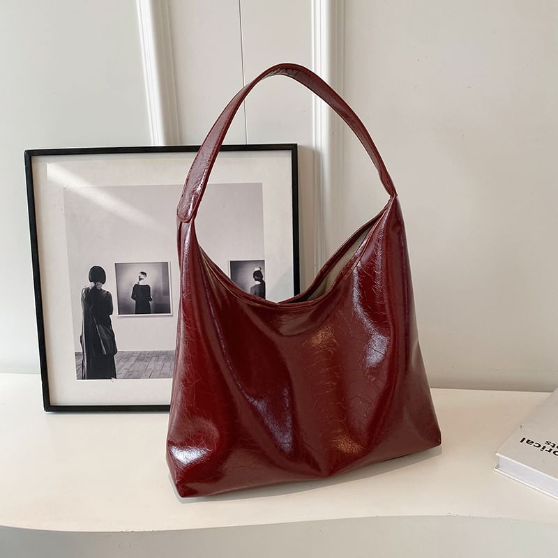Plain Leather Tote Bag Faux
