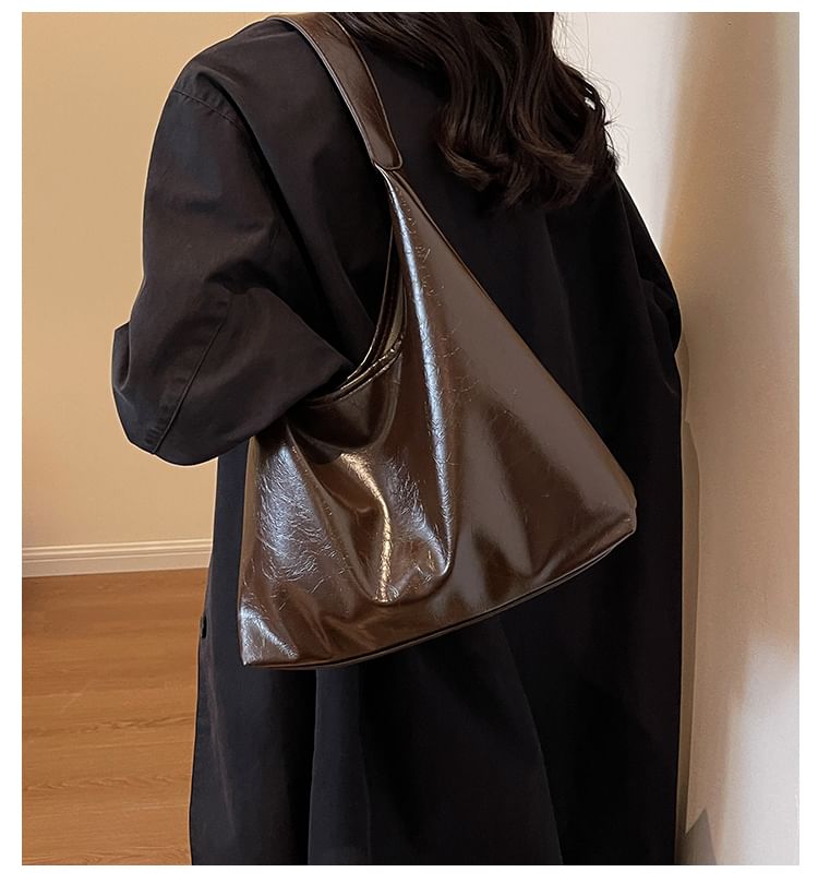 Plain Leather Tote Bag Faux