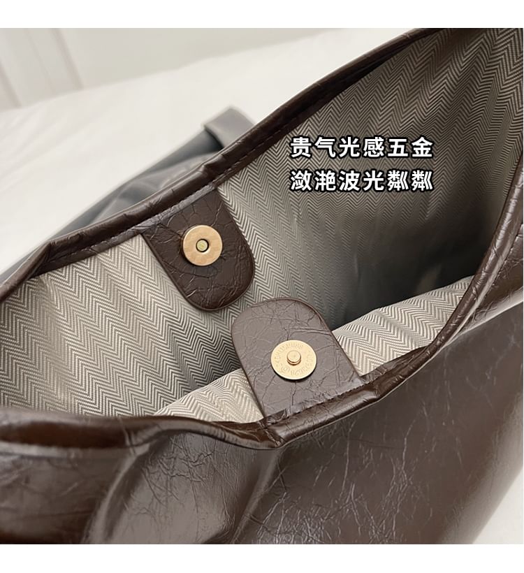 Plain Leather Tote Bag Faux