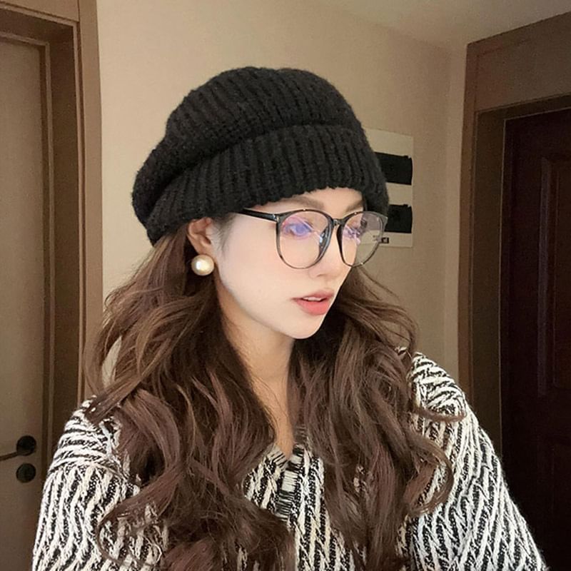 SamplePlain Knit Slouchy Beanie