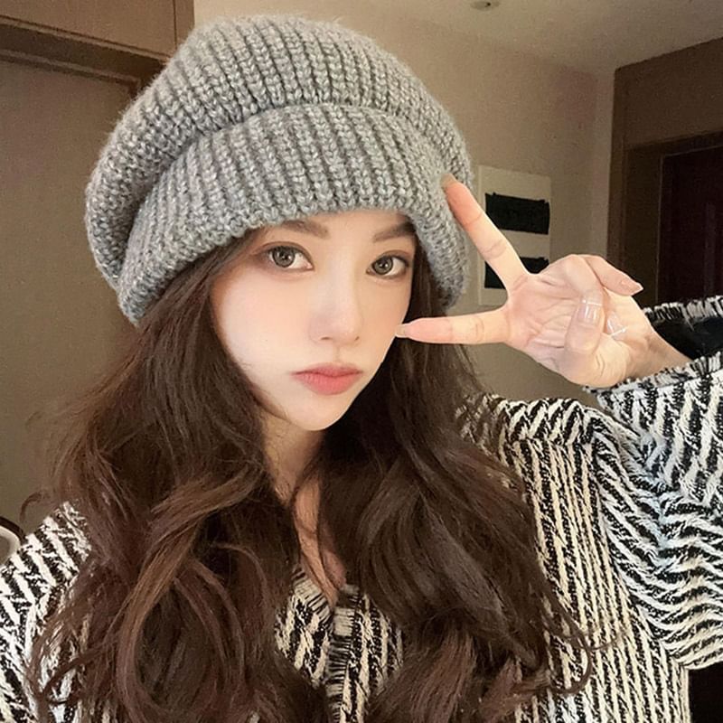 SamplePlain Knit Slouchy Beanie