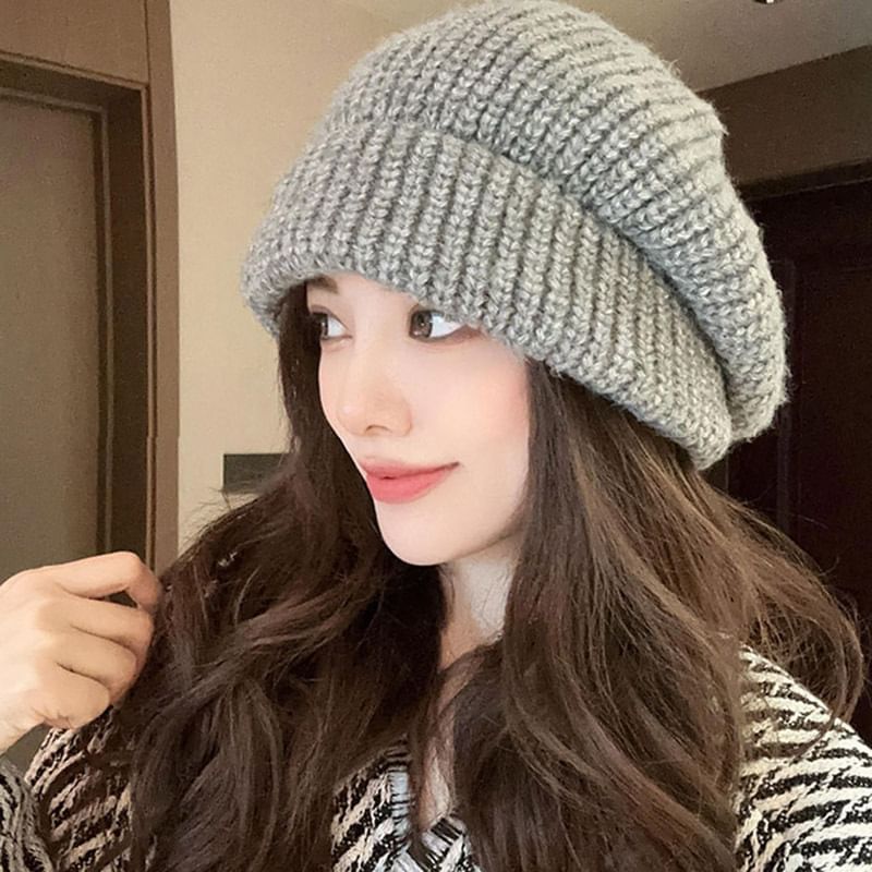SamplePlain Knit Slouchy Beanie