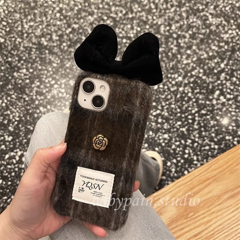 Phone Floral Bow Chenille Case