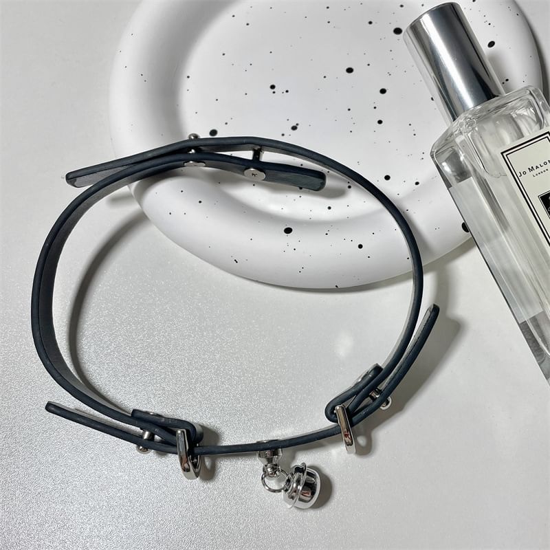 Pendant Choker Faux Bell Leather
