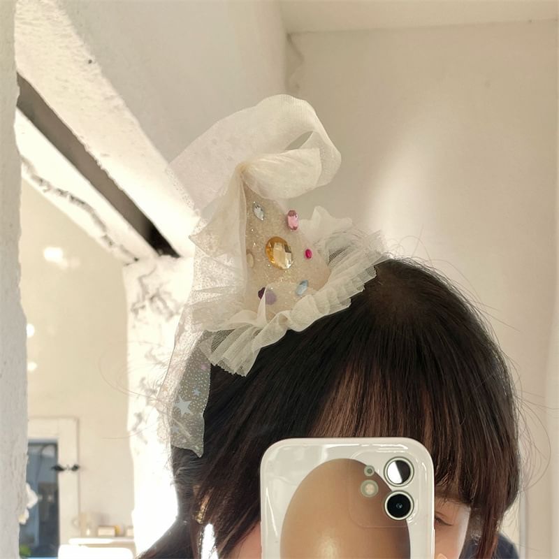 Wholesale Sample Rhinestone Mesh Party Hat Hair Clip