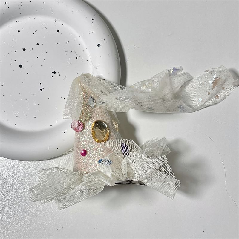 Wholesale Sample Rhinestone Mesh Party Hat Hair Clip