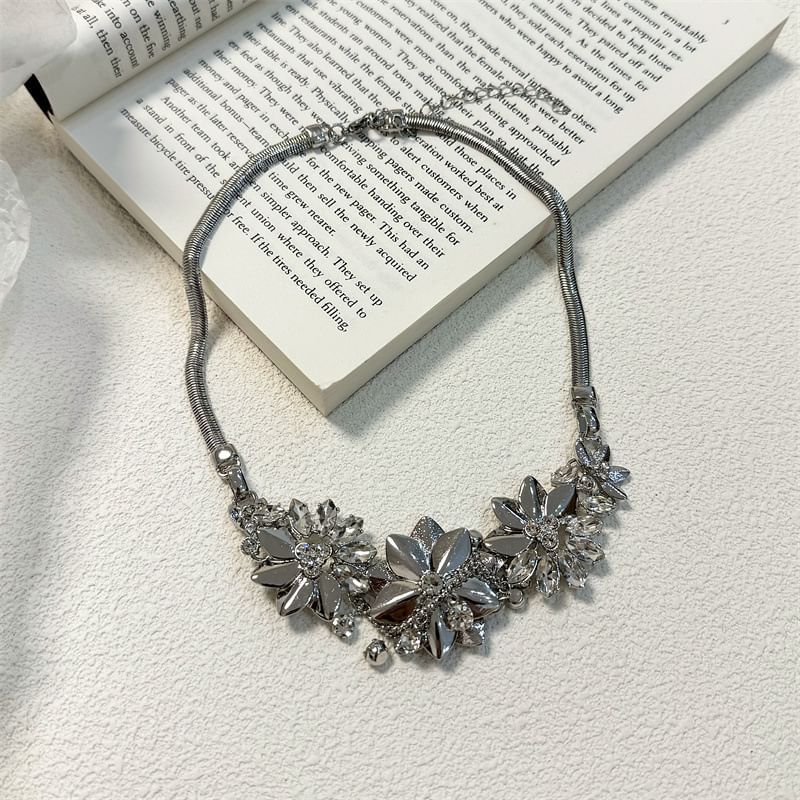 Necklace Rhinestone Fringed Floral
