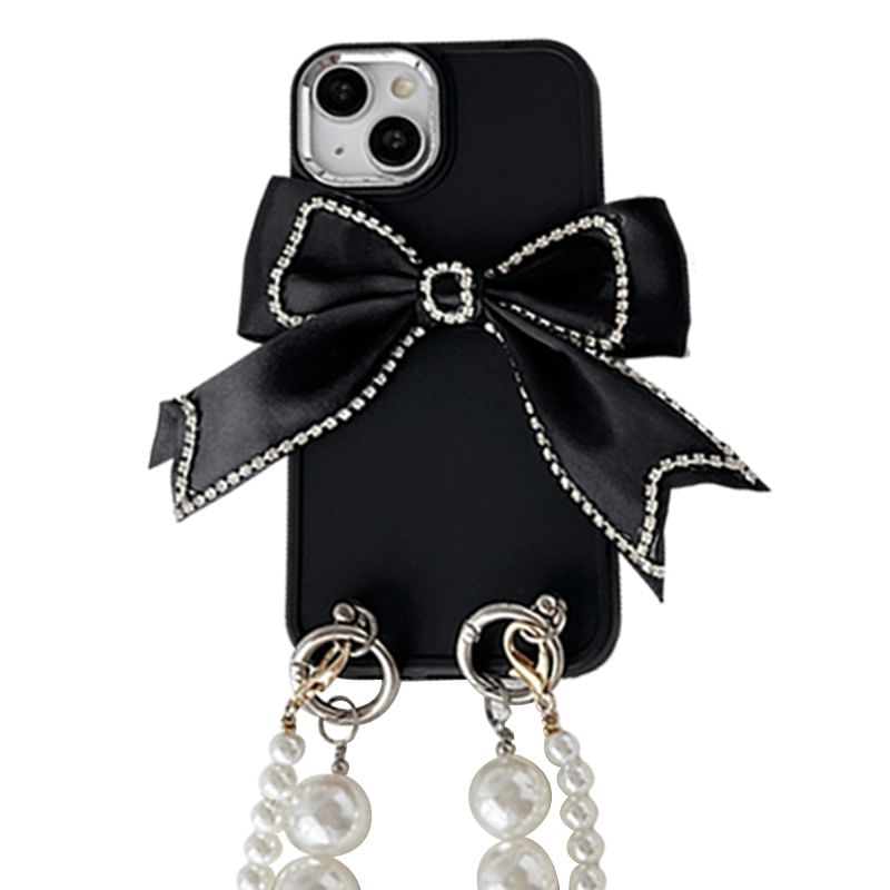 Lanyard Faux Case Phone Pearl Bow