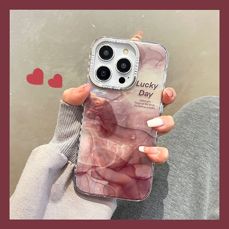Marble Print Floral Case Phone