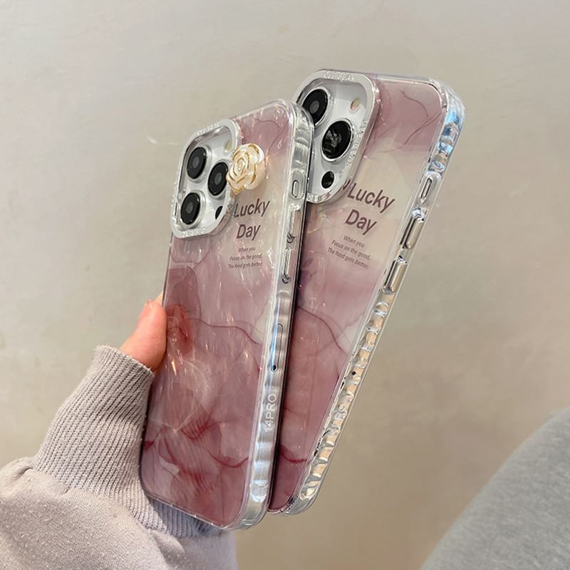 Marble Print Floral Case Phone