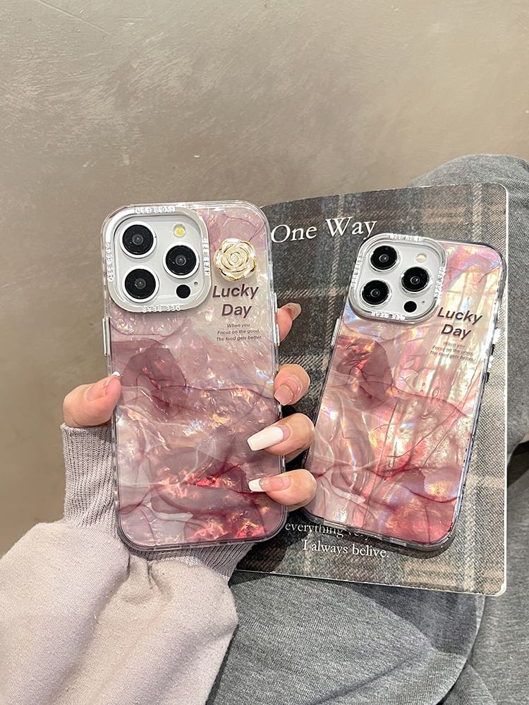 Marble Print Floral Case Phone