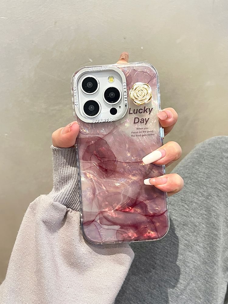 Marble Print Floral Case Phone