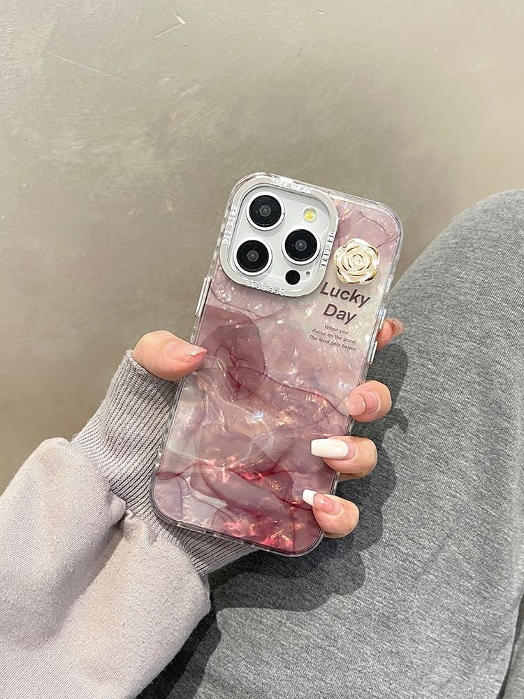 Marble Print Floral Case Phone