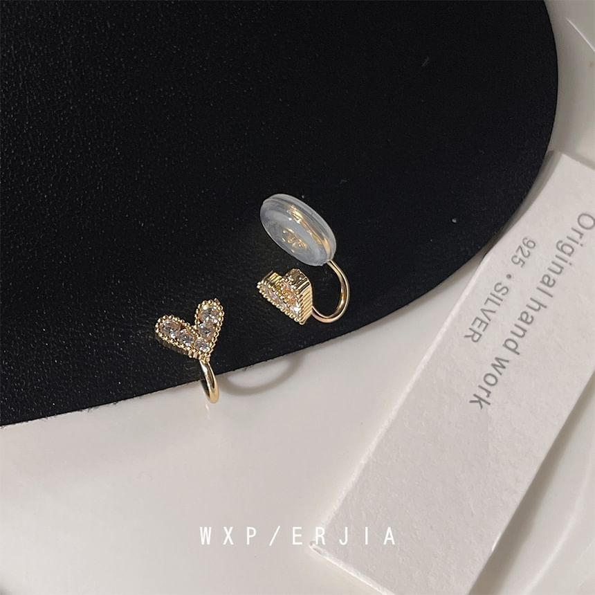 Ear Heart Rhinestone Alloy Cuff