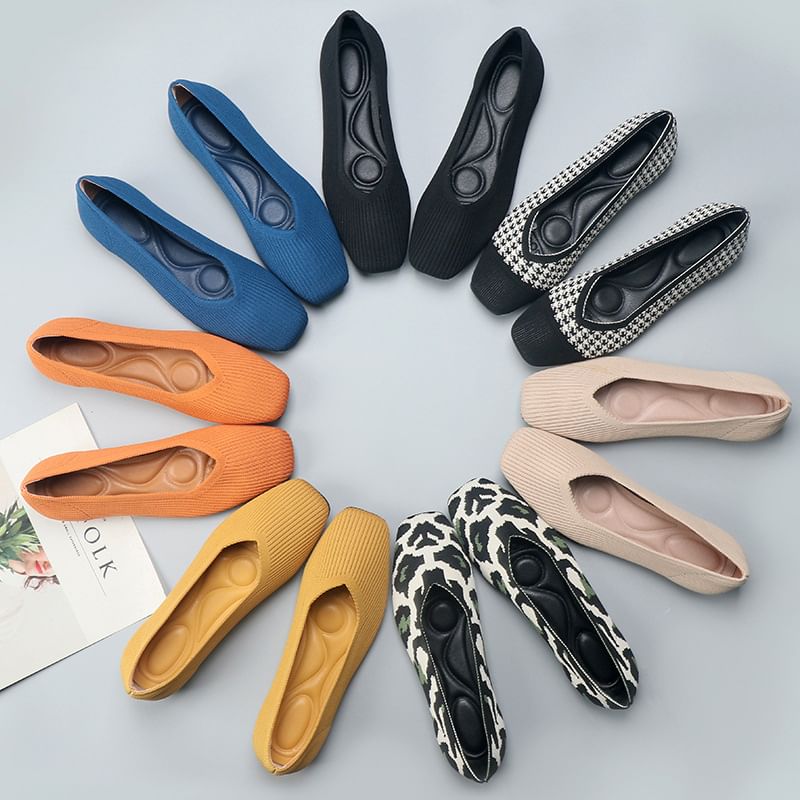 Woven Toe Flats Square