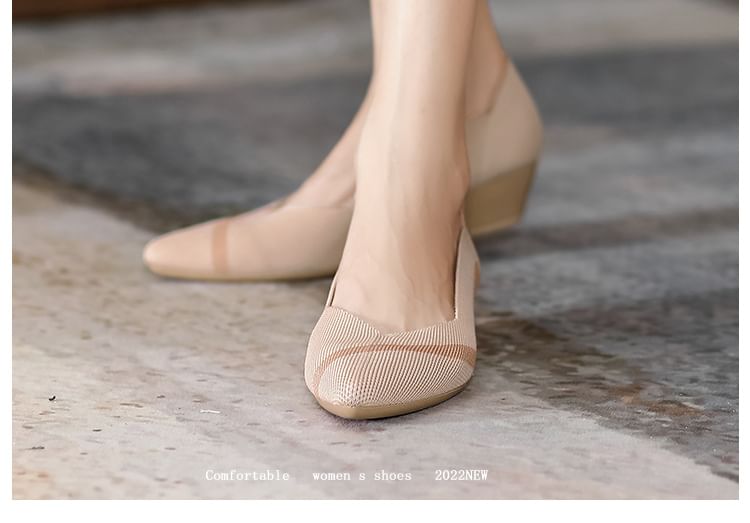 Wedge-Heel Pointed Woven Pumps
