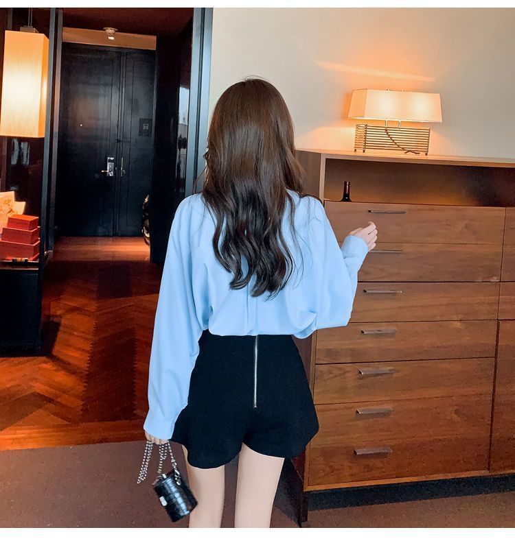 Bow Plain Accent Shirt Long-Sleeve