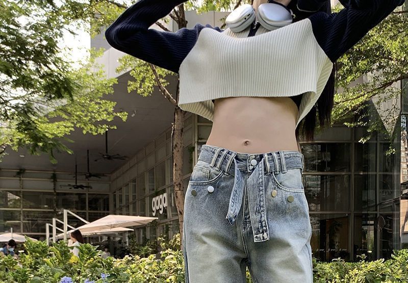 Mid Fit Jeans Washed Rise Loose