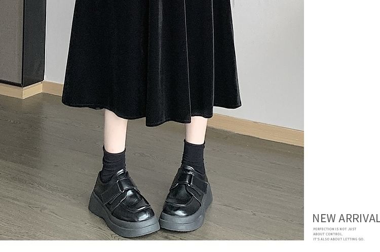 Waist Plain A-Line Velvet Midi Elastic Skirt