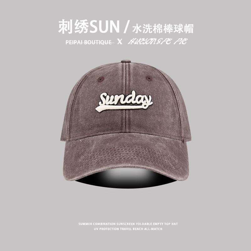 Embroidered Washed Letter Cap