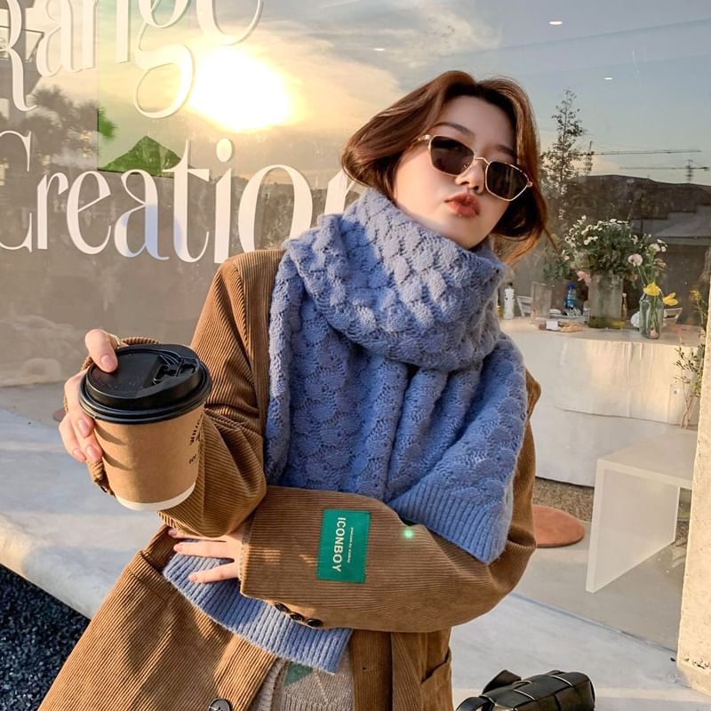 Pointelle Knit Scarf Plain