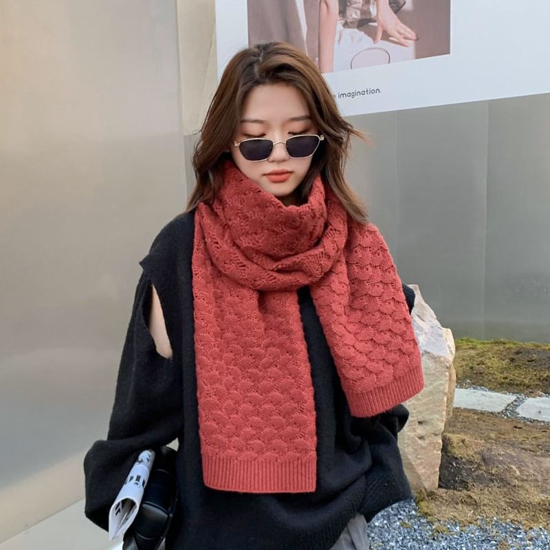 Pointelle Knit Scarf Plain