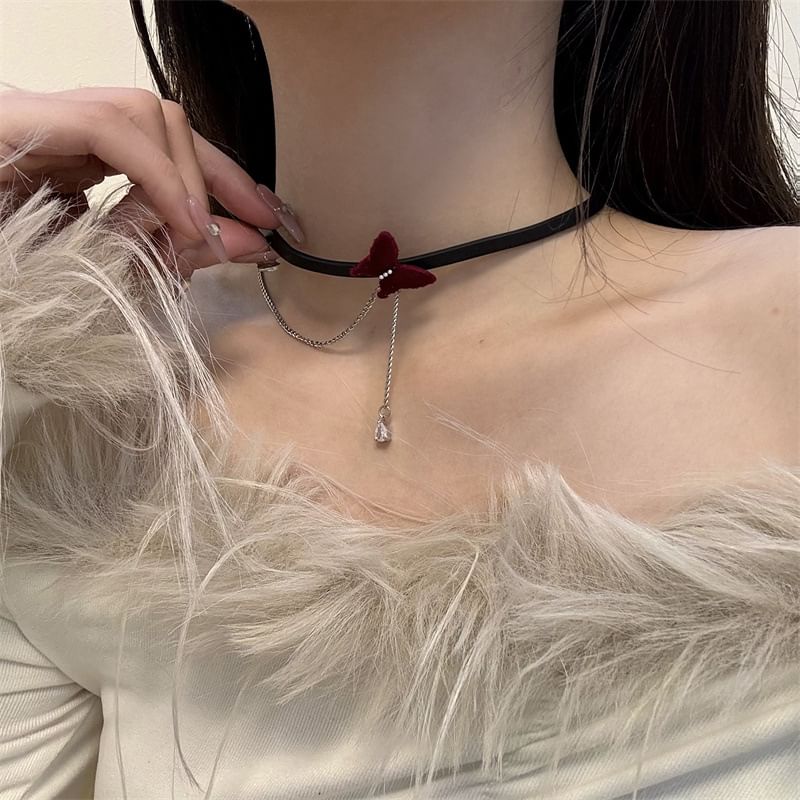 Velvet Butterfly Choker