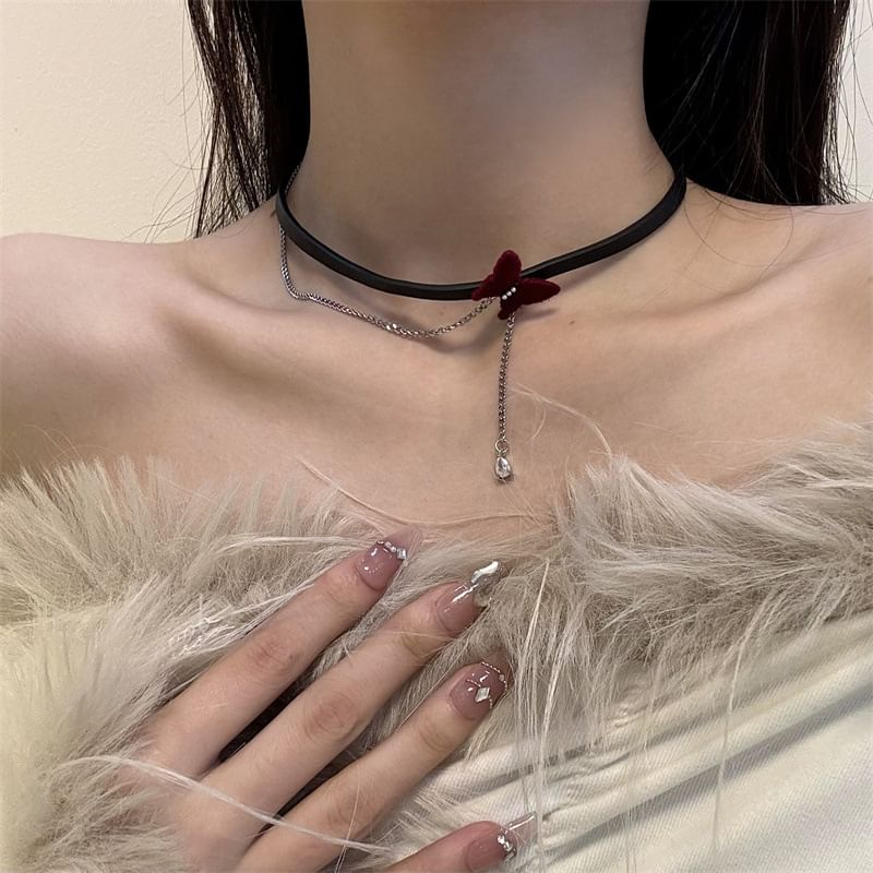 Velvet Butterfly Choker