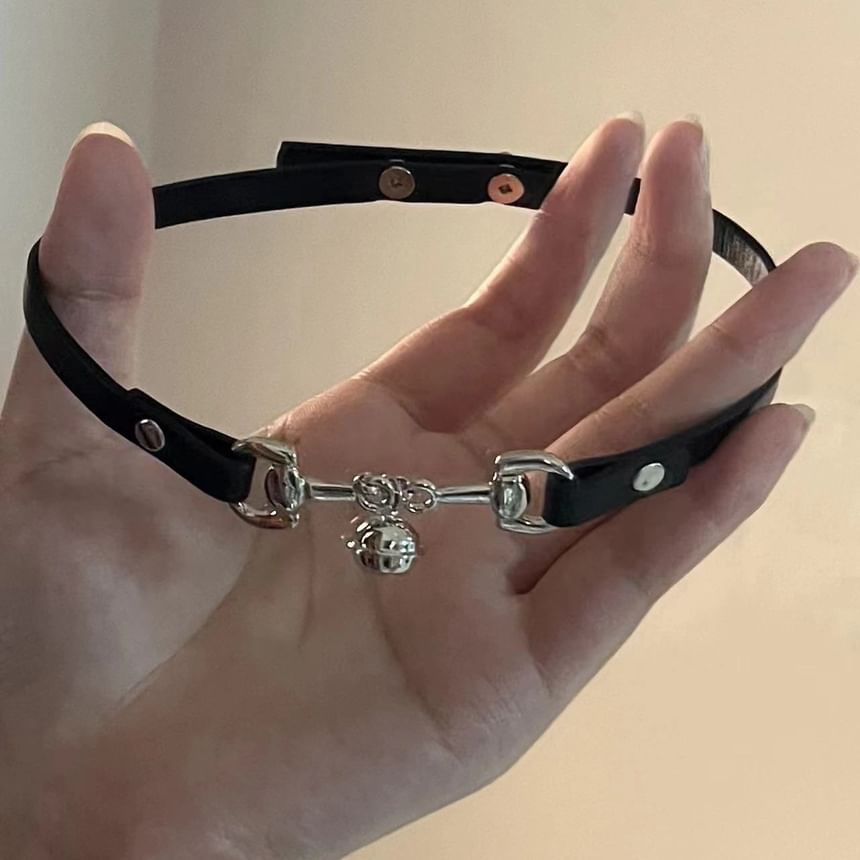 Leather Faux Choker Bell