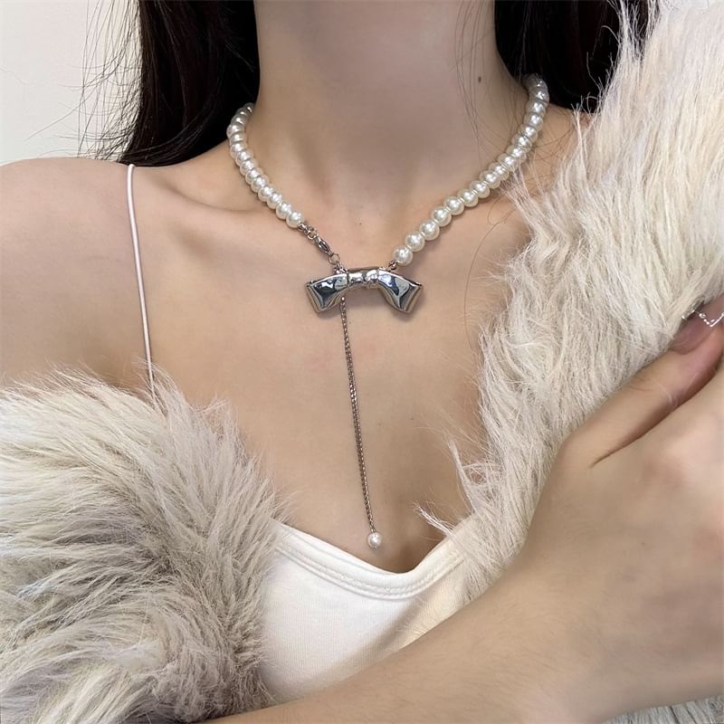 Necklace Pearl Beaded Faux
