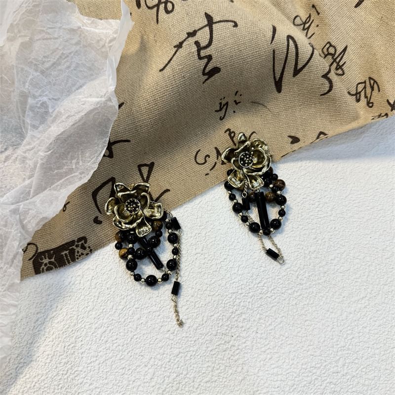 Floral Beaded Drop Earring