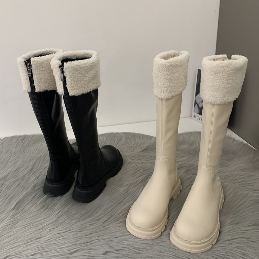 High Platform Boots Fleece Knee Panel