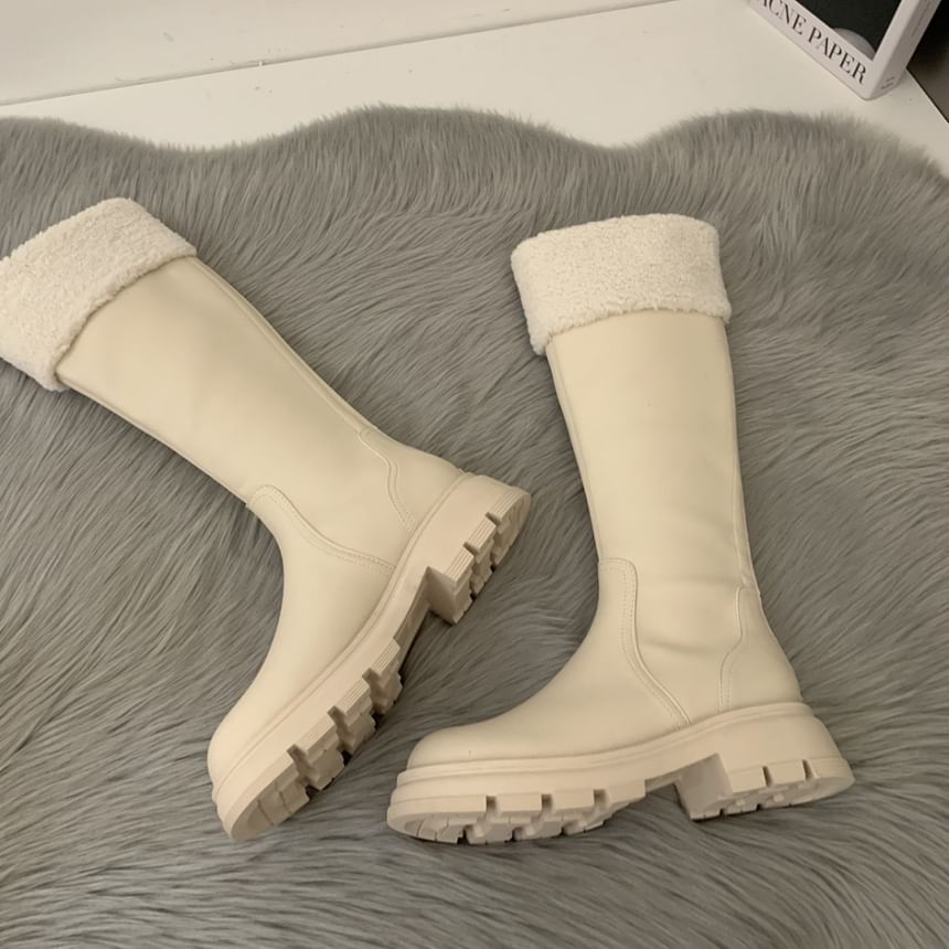 High Platform Boots Fleece Knee Panel