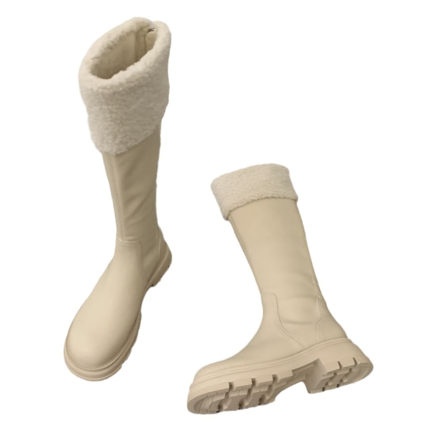 High Platform Boots Fleece Knee Panel