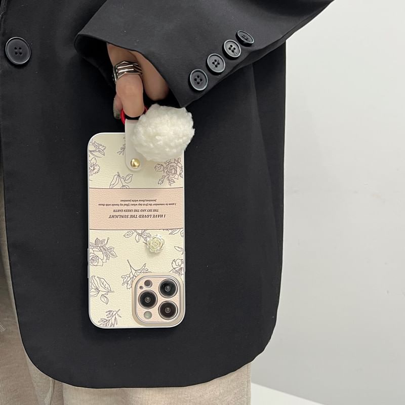 Bell Pom Phone Case Rose