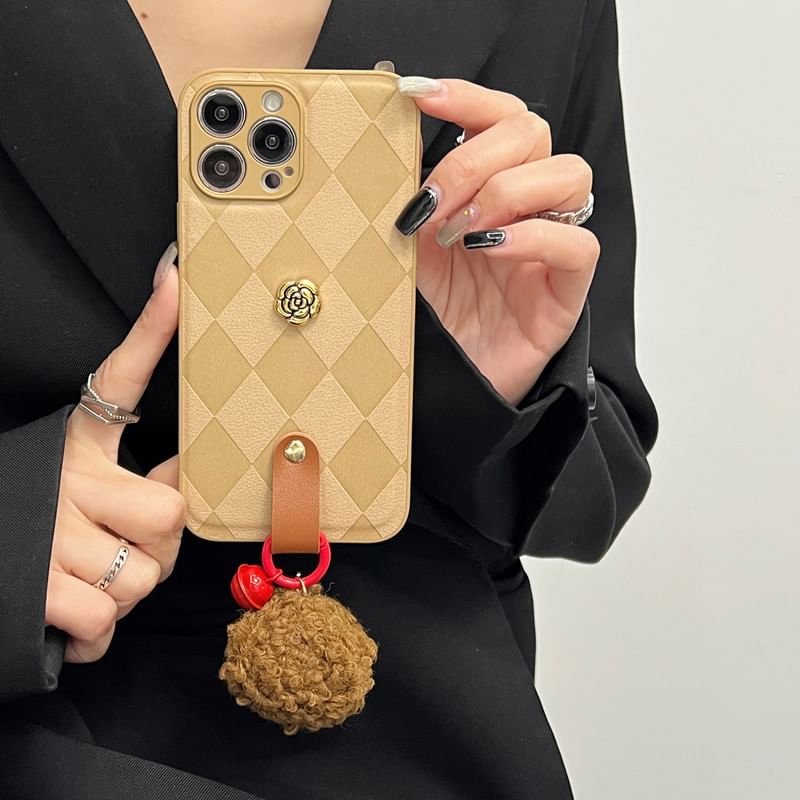 Argyle Rose Pom Bell Case Phone