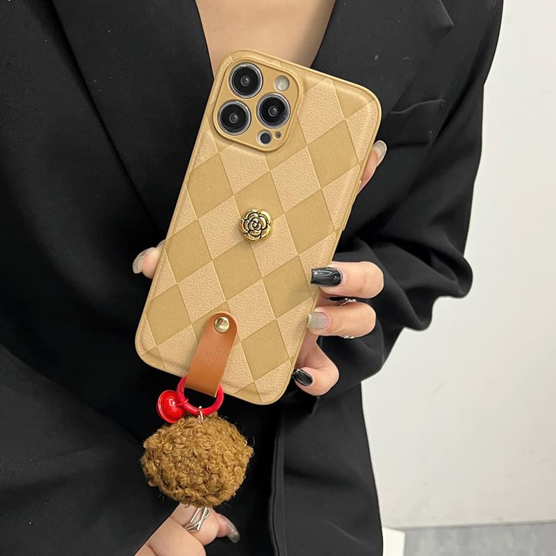 Argyle Rose Pom Bell Case Phone