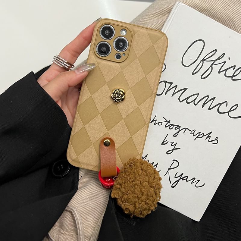 Argyle Rose Pom Bell Case Phone