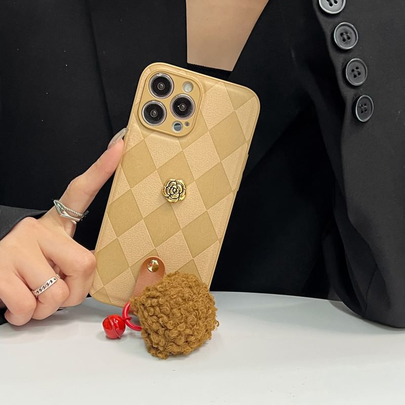 Argyle Rose Pom Bell Case Phone